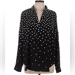 NYDJ Black and White Polka Dot Ombre Blouse